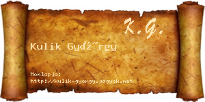 Kulik György névjegykártya